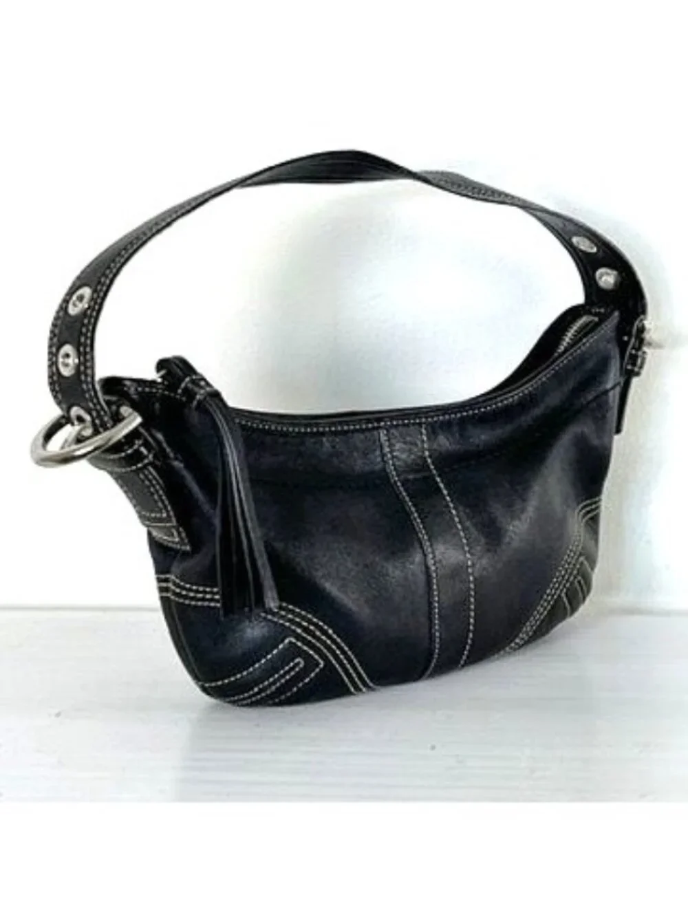 VTG Coach Soho Mini Hobo Black Leather Shoulder Bag Purse Authentic 1310 EUC
